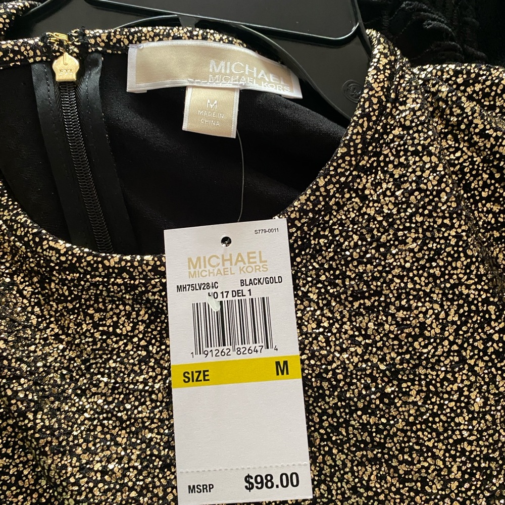 Michael Kors Gold Sequin Boxy Blouse - Picture 3 of 4
